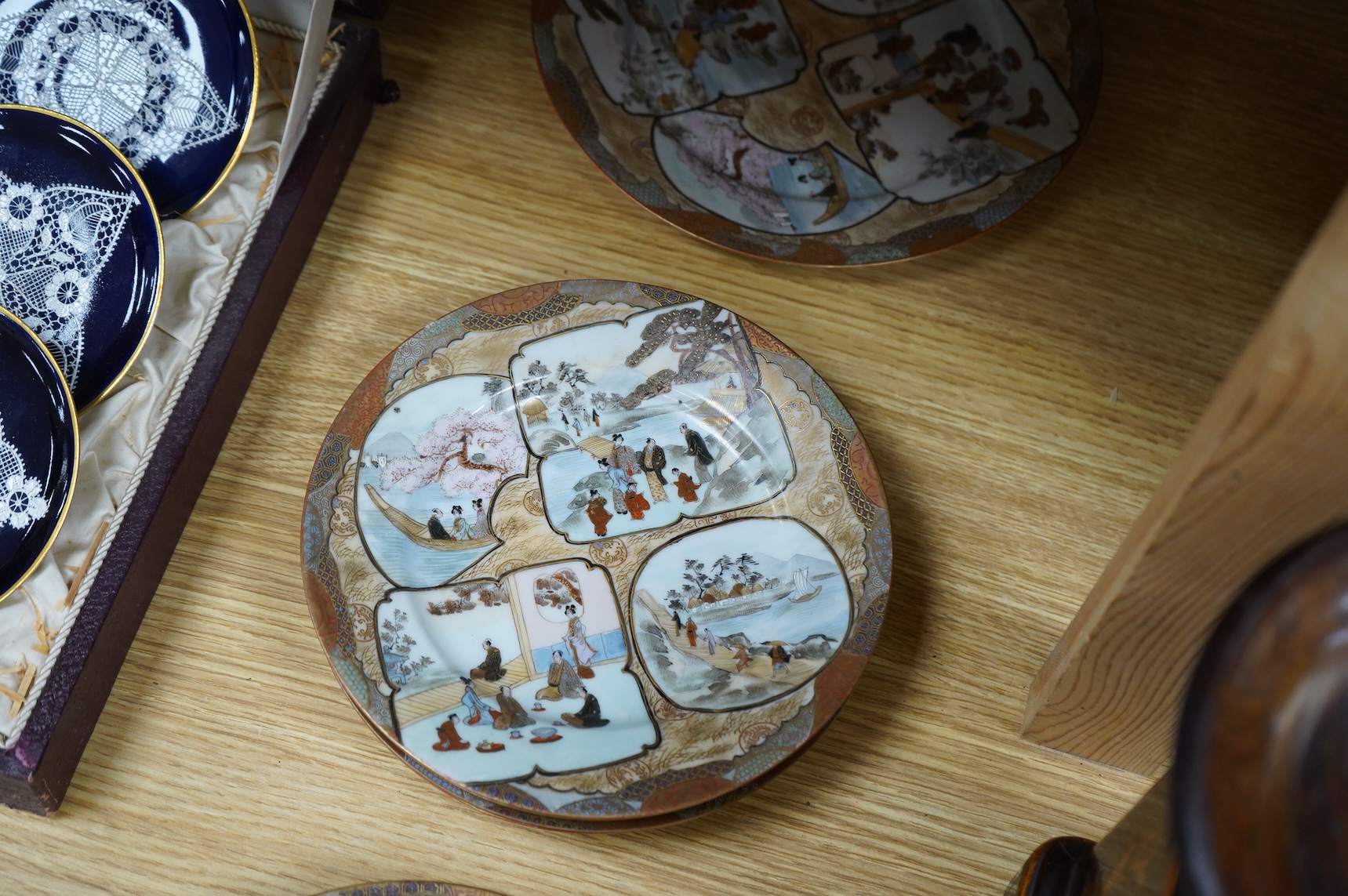 A set of nine early 20th century Japanese Kutani plates, largest 21.5cm